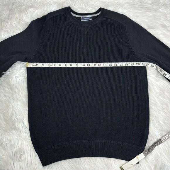 Club‎ Room Men’s Black Crew Neck Pima Cotton Minimalist Knit Sweater Med/C43 - Picture 8 of 8